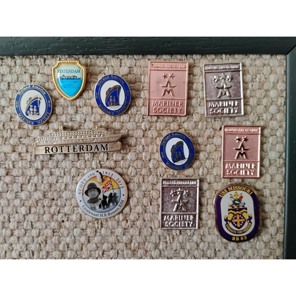 Lot of 11 Holland America Line Cruise Pins Mariner Society Rotterdam USS Missour